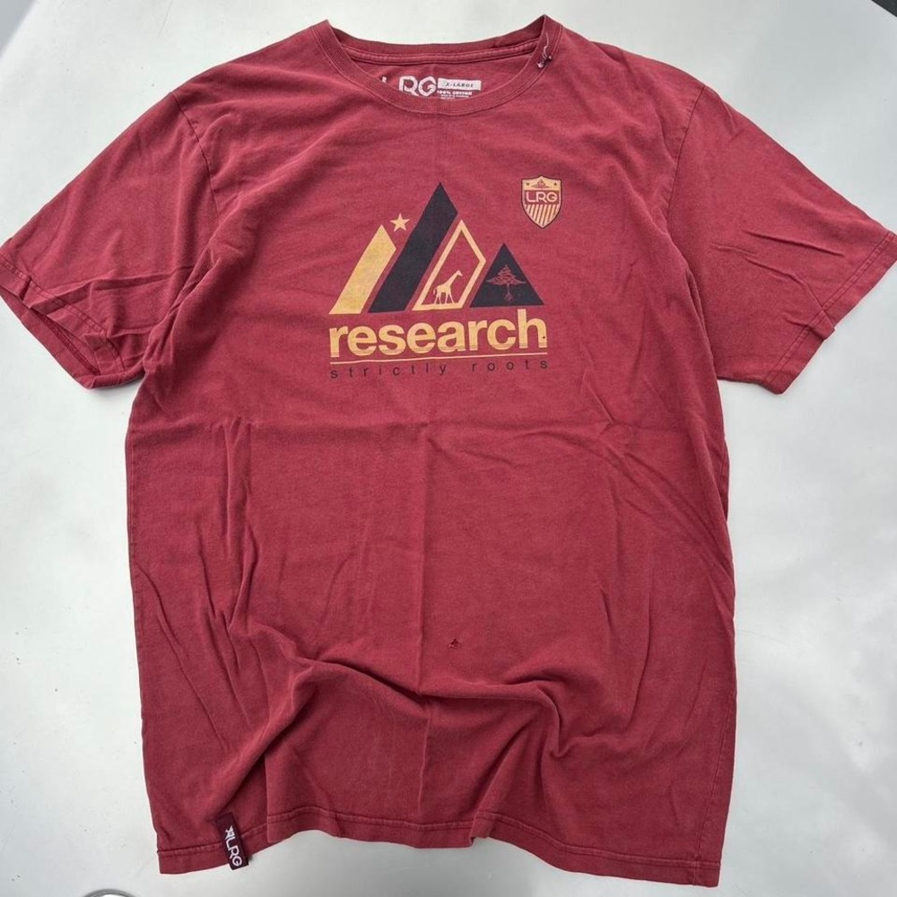 Burgundy and yellow Lifted Research group LRG Y2K T-shirt #skater